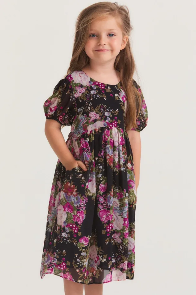 LoveShackFancy Dresses Kids Girls Holly Dress MIDNIGHT MUSE