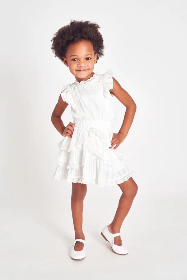 LoveShackFancy Dresses Kids Girls Janelly Dress TRUE WHITE