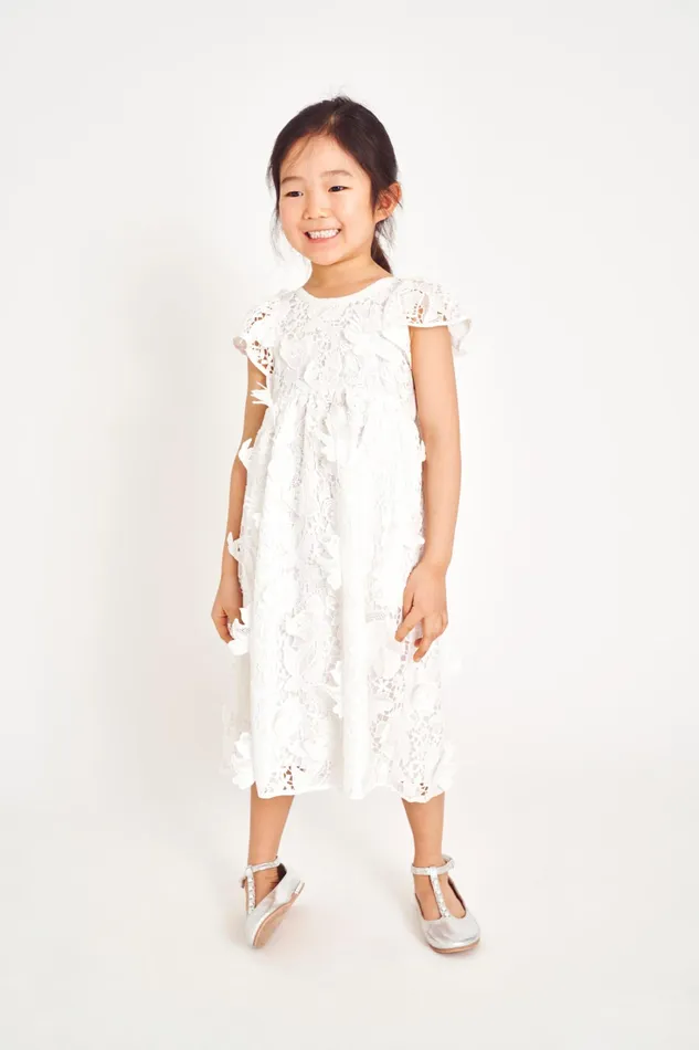 LoveShackFancy Dresses Kids Girls Nancy Dress 8211 TRUE WHITE TRUE WHITE 8211 TRUE WHITE