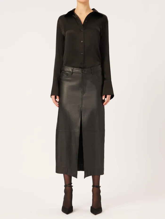 DL1961 Shorts Skirts Women Asra Low Rise Leather Maxi Skirt