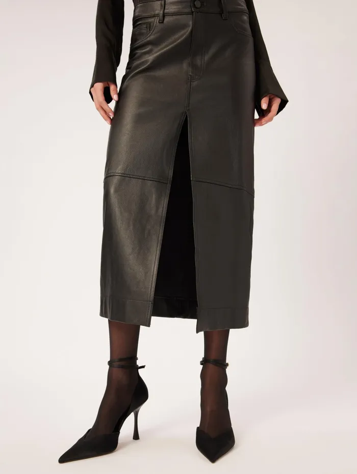DL1961 Shorts Skirts Women Asra Low Rise Leather Maxi Skirt