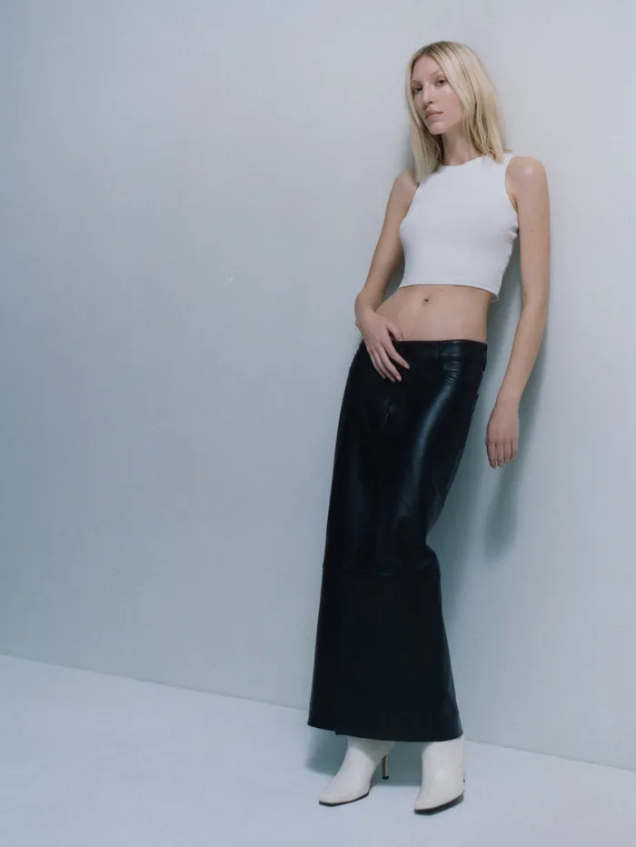 DL1961 Shorts Skirts Women Asra Low Rise Leather Maxi Skirt