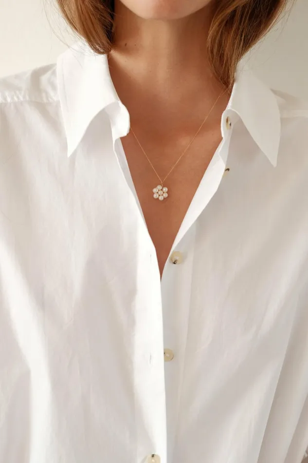 DONNI Daisy Pearl Necklace Women Jewelry
