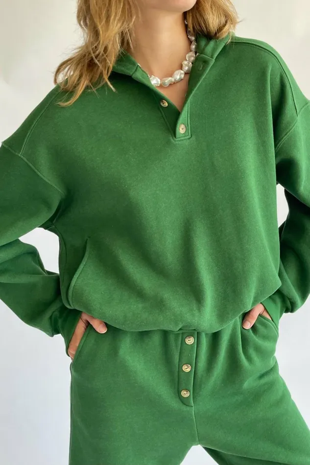 DONNI Eco Fleece Button Hoodie Women Tops