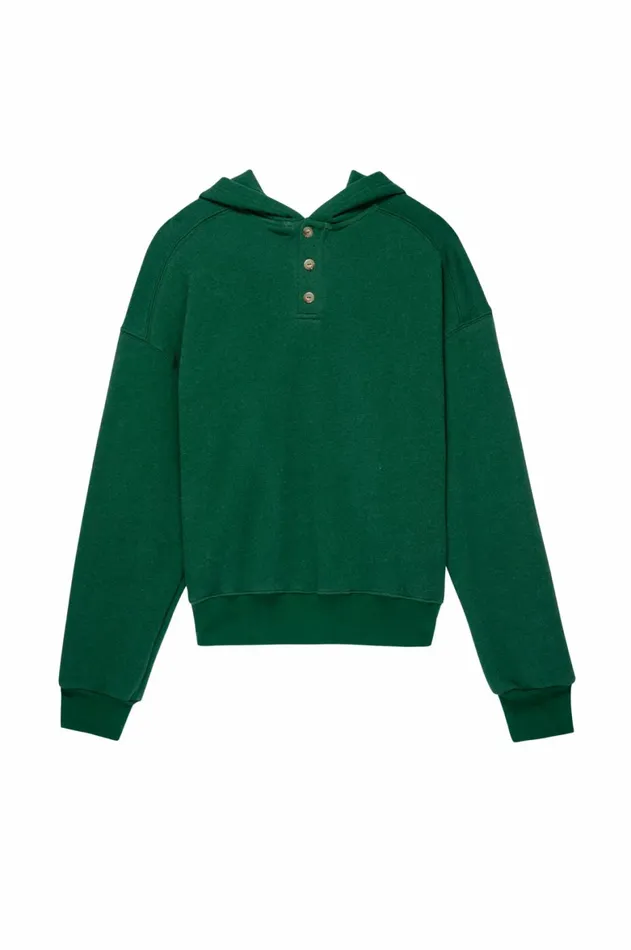 DONNI Eco Fleece Button Hoodie Women Tops