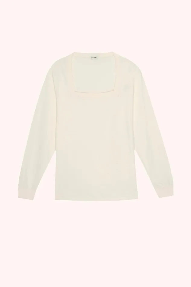 DONNI Jersey Square Neck Long Sleeve Women Tops