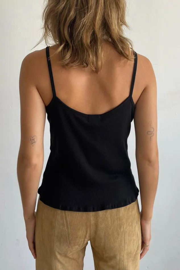 DONNI Rib Spaghetti Tank Women Tops