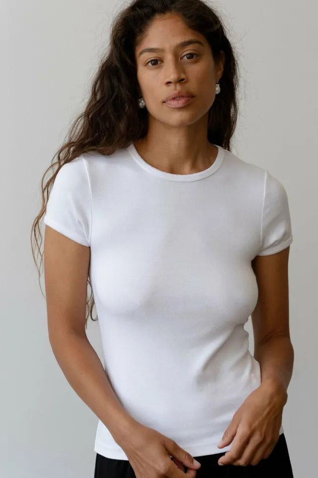 DONNI The Baby Rib Baby Tee Women Tops