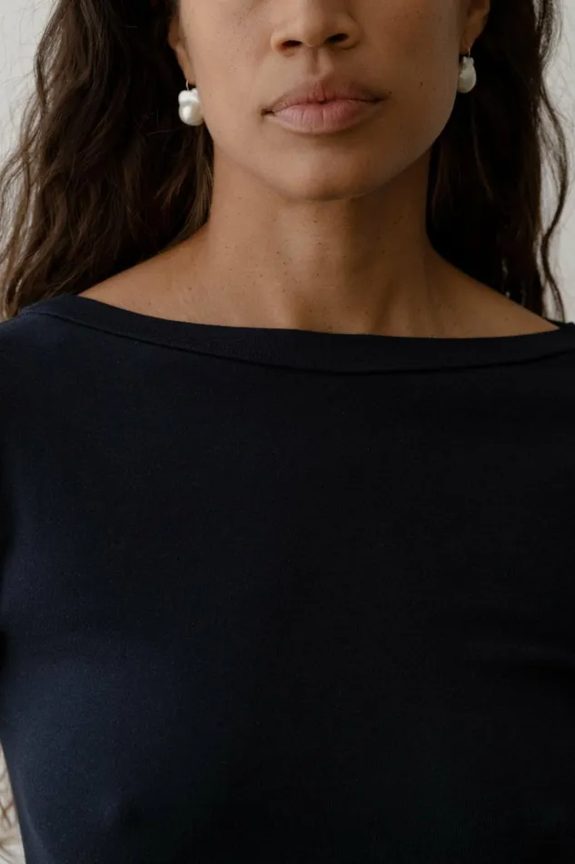 DONNI The Baby Rib Boat Neck Women Tops