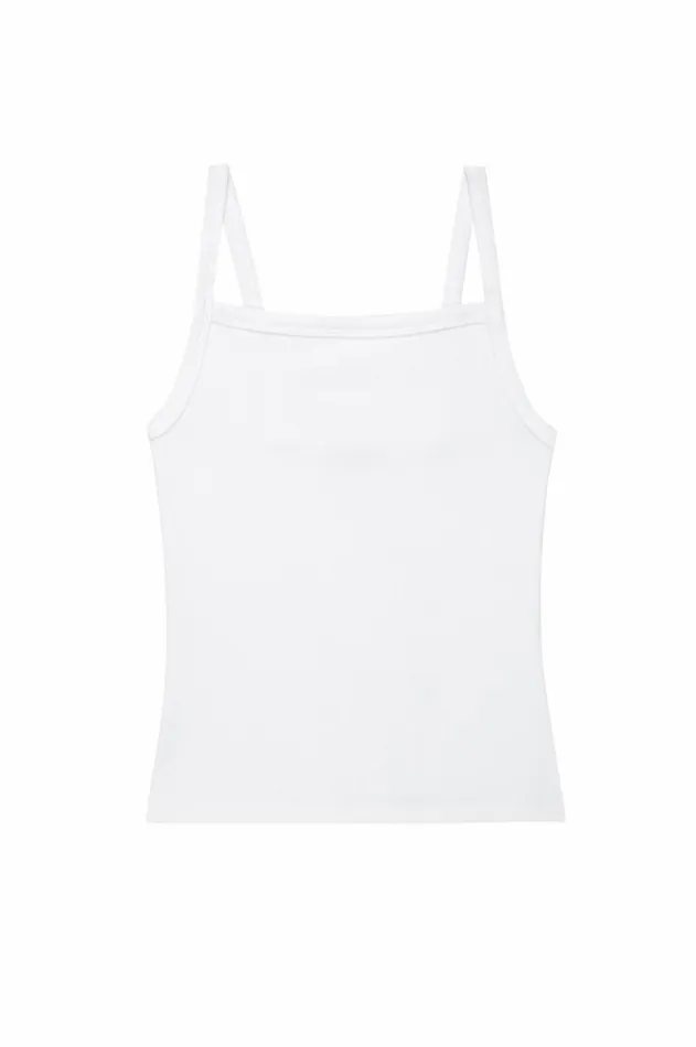 DONNI The Baby Rib Square Neck Tank Women Tops