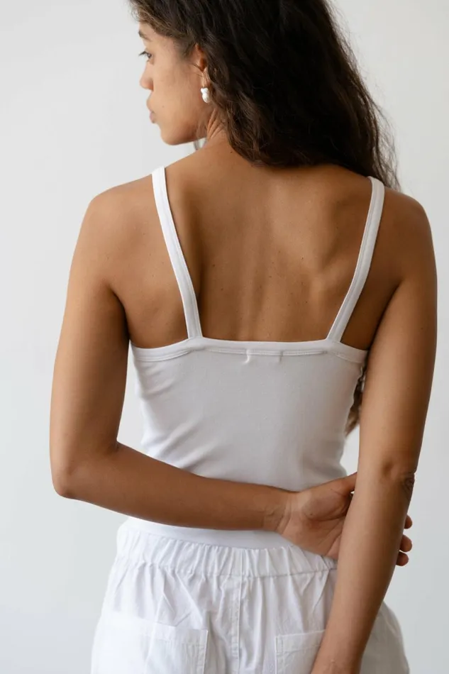 DONNI The Baby Rib Square Neck Tank Women Tops