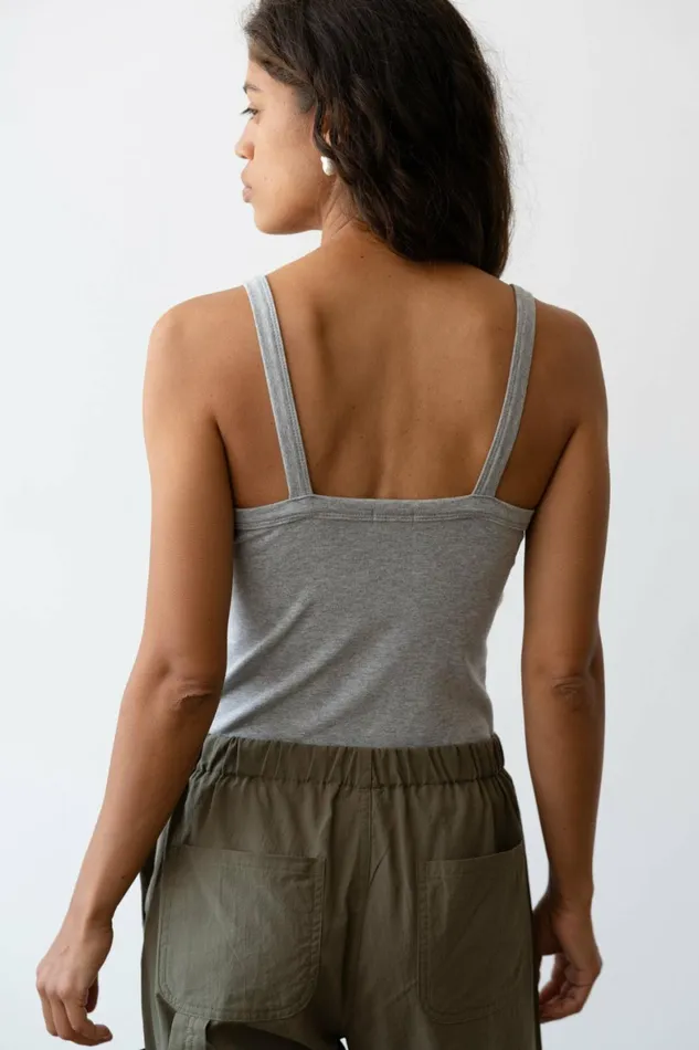 DONNI The Baby Rib Square Neck Tank Women Tops