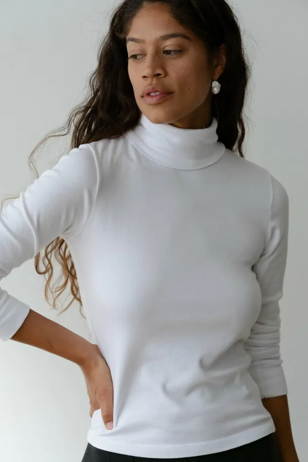 DONNI The Baby Rib Turtleneck Women Tops