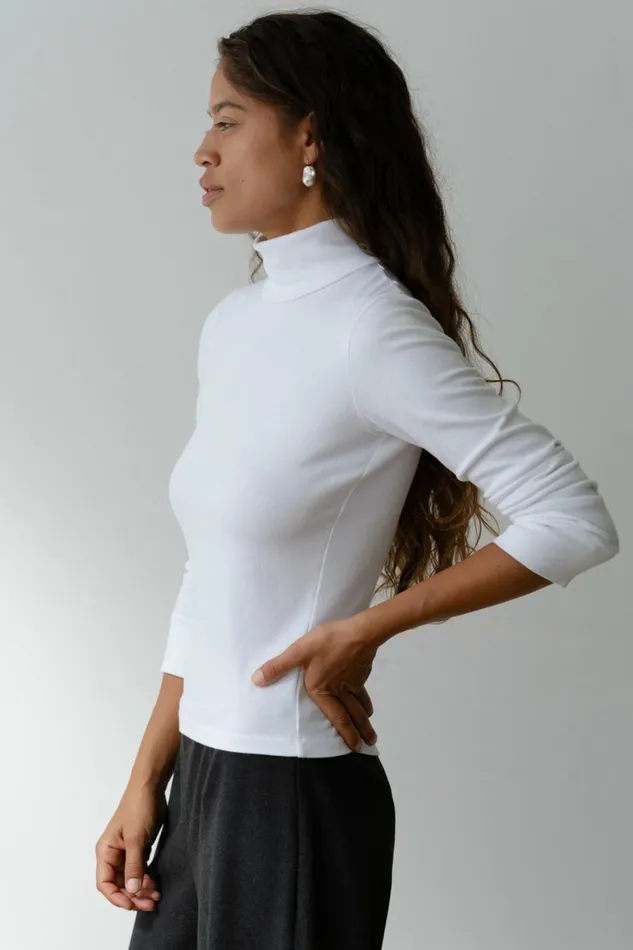 DONNI The Baby Rib Turtleneck Women Tops