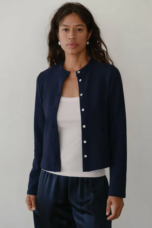 DONNI The Box Weave Stretch Cardi Women Tops