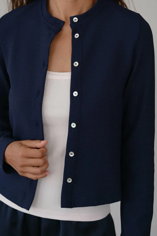 DONNI The Box Weave Stretch Cardi Women Tops