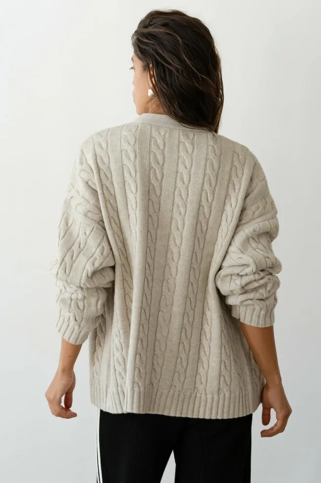 DONNI The Cable VNeck Cardigan Women Sweaters