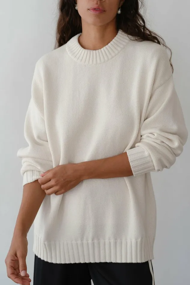 DONNI The Cotton Cashmere Crewneck Sweater Women Sweaters