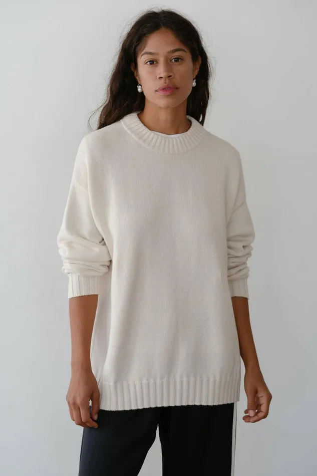 DONNI The Cotton Cashmere Crewneck Sweater Women Sweaters