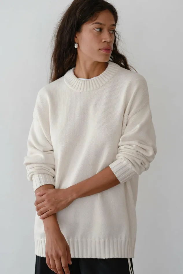 DONNI The Cotton Cashmere Crewneck Sweater Women Sweaters