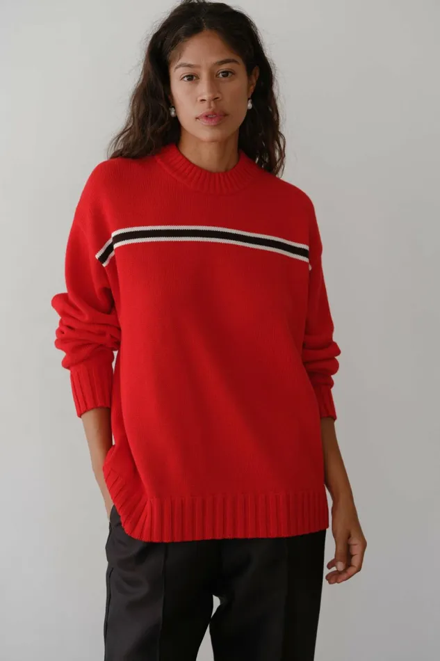 DONNI The Cotton Cashmere Stripe Sweater Women Tops