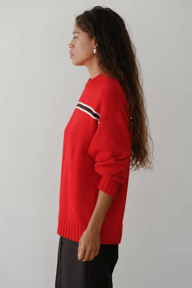 DONNI The Cotton Cashmere Stripe Sweater Women Tops