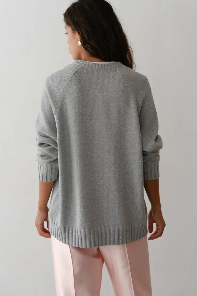 DONNI The Cotton Cashmere VNeck Sweater Women Sweaters