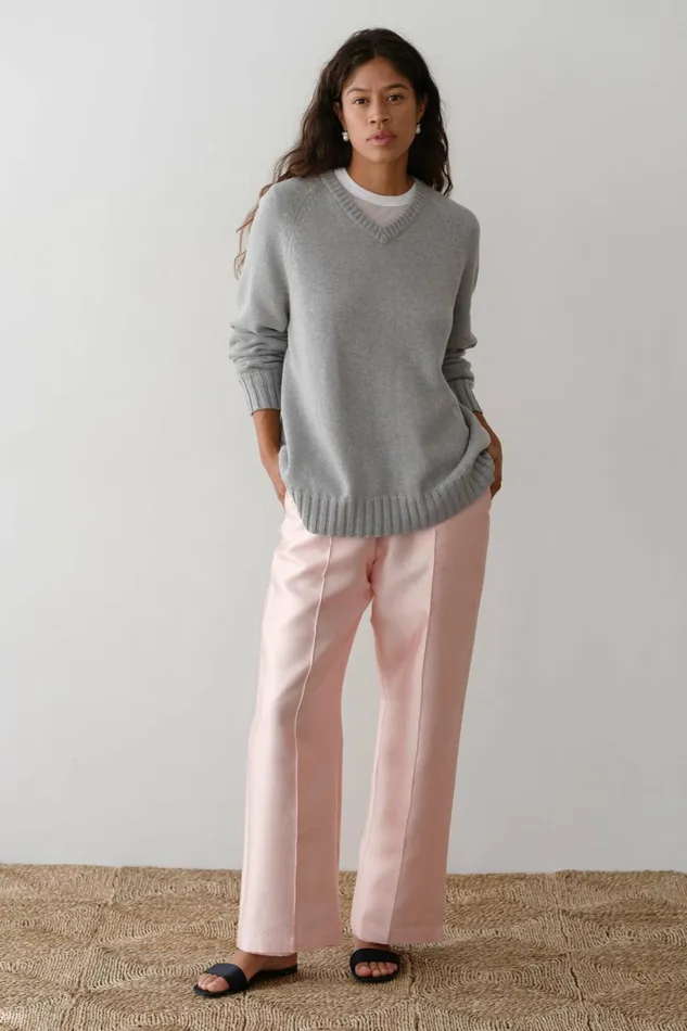 DONNI The Cotton Cashmere VNeck Sweater Women Sweaters