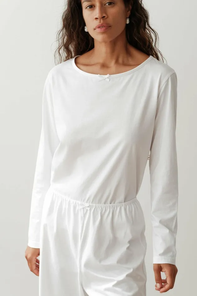 DONNI The Jersey Bow Long Sleeve Women Tops