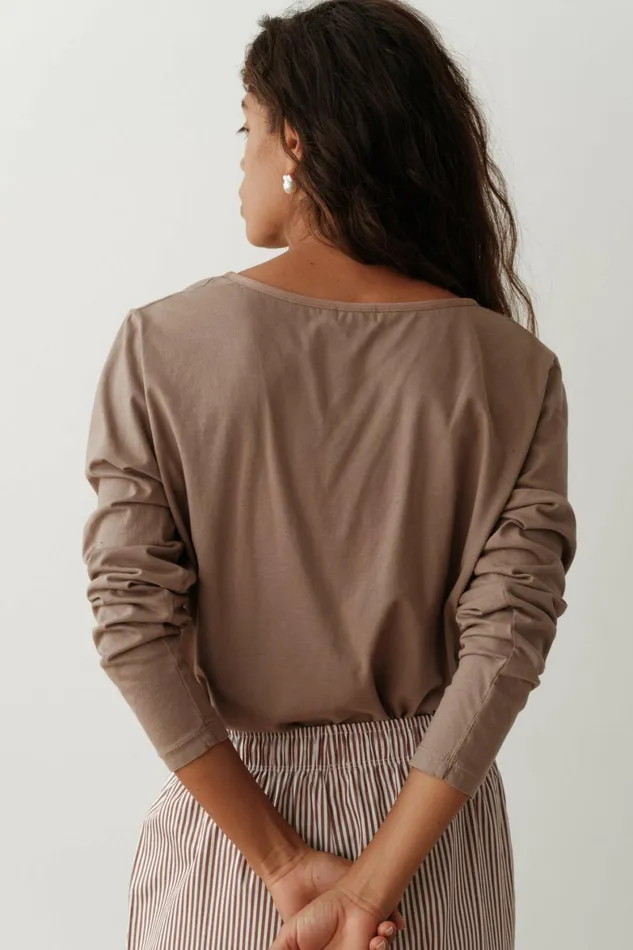 DONNI The Jersey Bow Long Sleeve Women Tops