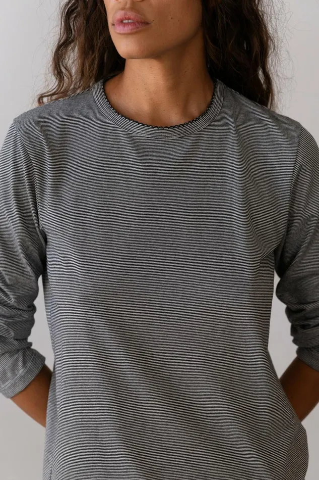 DONNI The Jersey Stripe Long Sleeve Women Tops