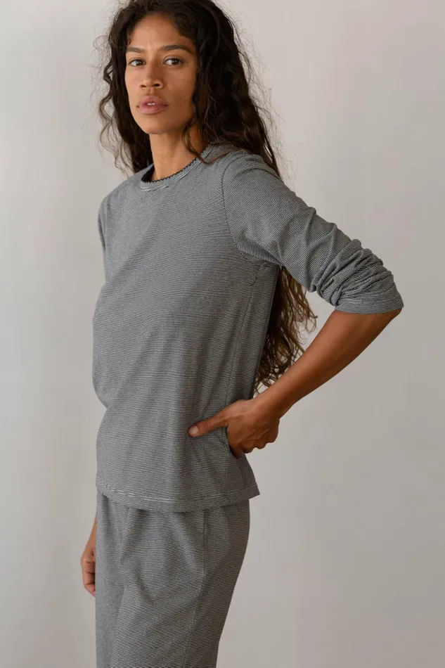 DONNI The Jersey Stripe Long Sleeve Women Tops
