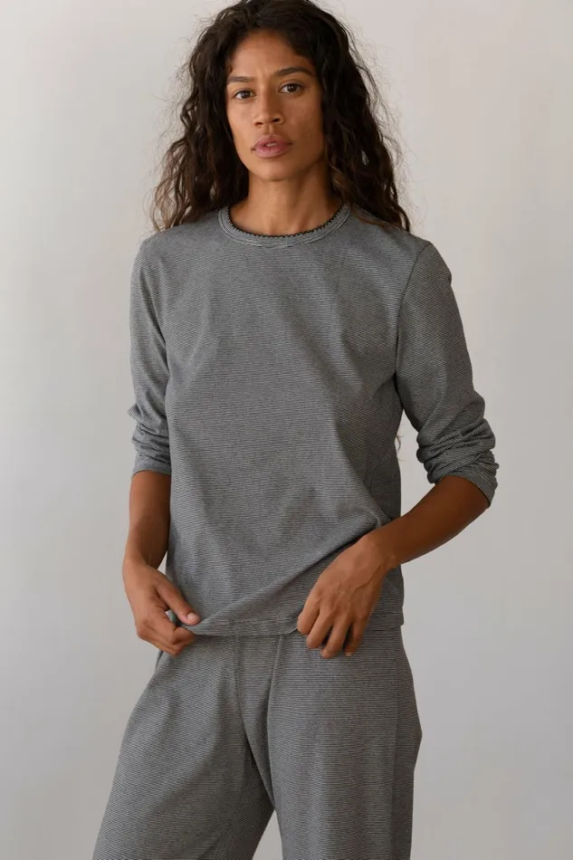 DONNI The Jersey Stripe Long Sleeve Women Tops