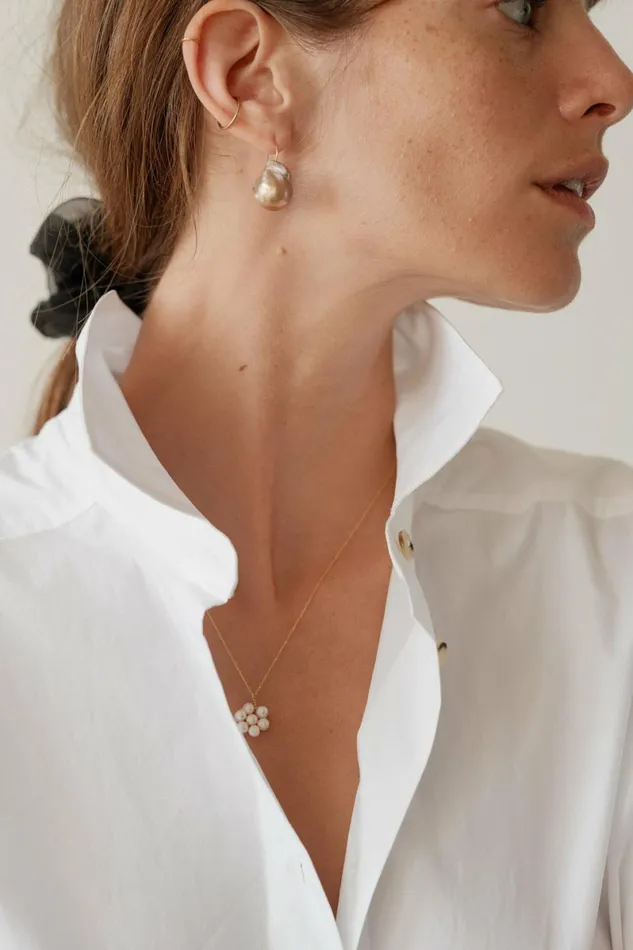 DONNI The June Pink Pearl Drop Earrings Women Jewelry
