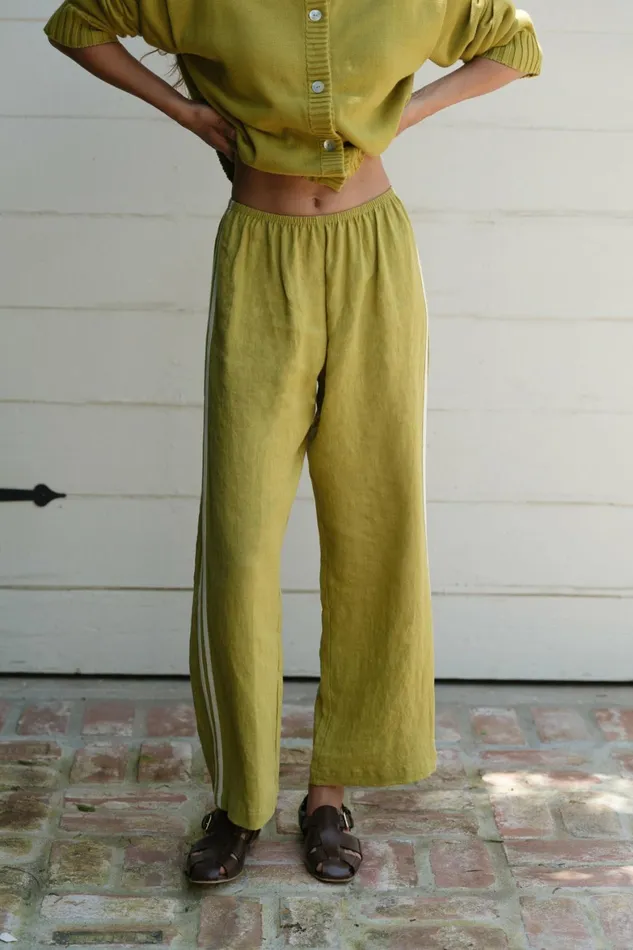 DONNI The Linen Crop Stripe Pant Women Bottoms