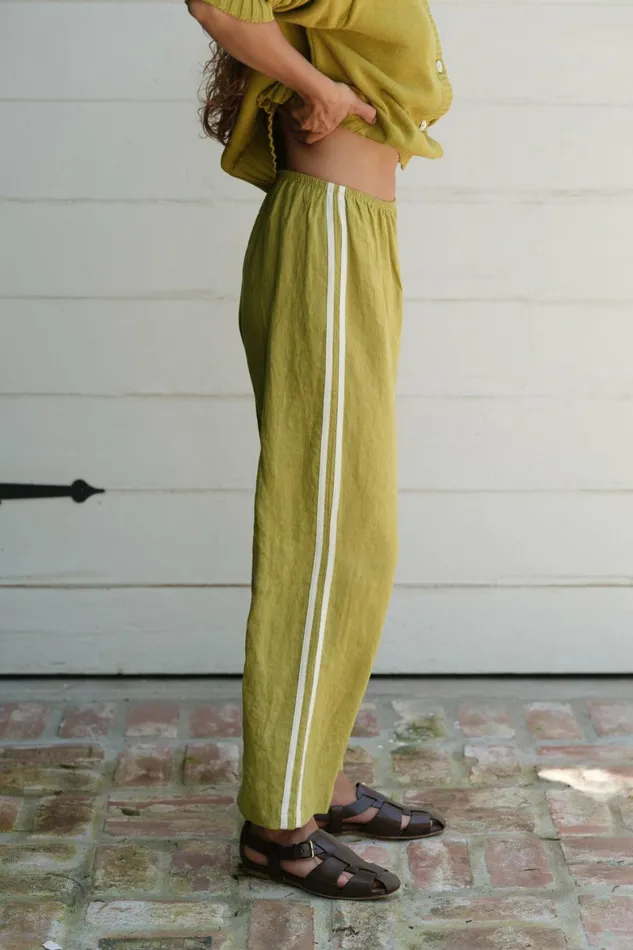 DONNI The Linen Crop Stripe Pant Women Bottoms