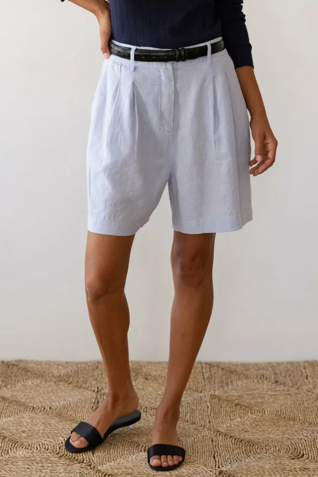 DONNI The Linen Pleated Short Women Bottoms