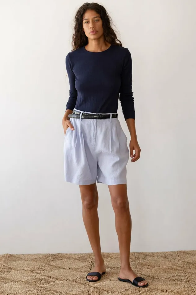 DONNI The Linen Pleated Short Women Bottoms