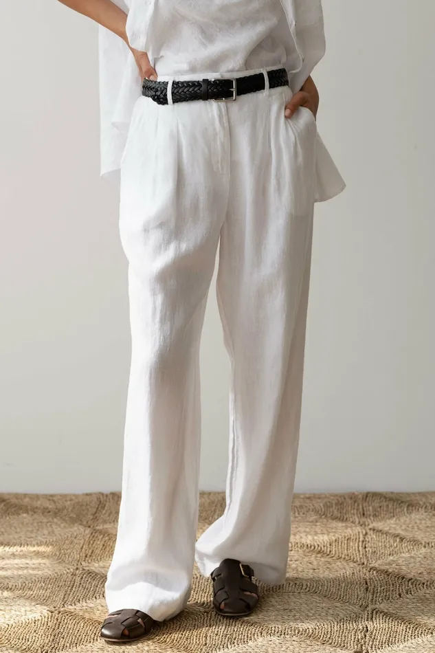 DONNI The Linen Pleated Trouser Women Bottoms