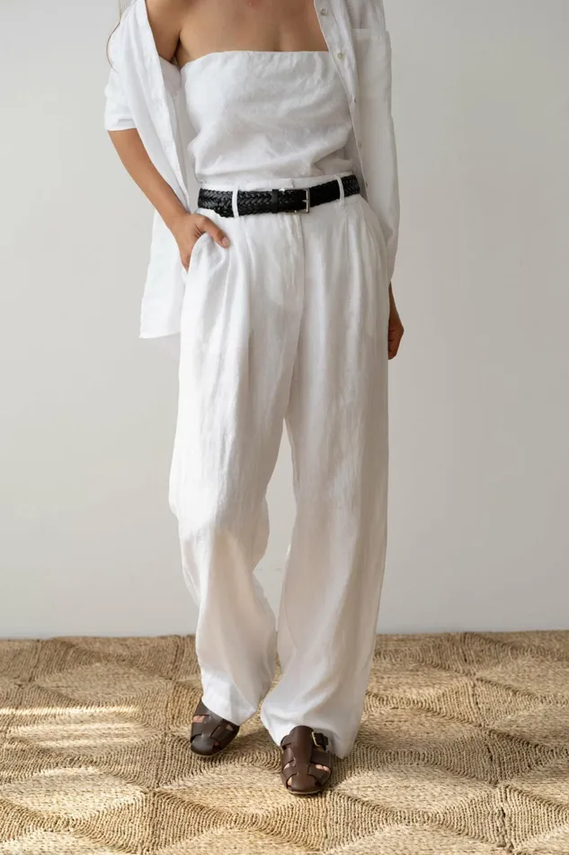 DONNI The Linen Pleated Trouser Women Bottoms