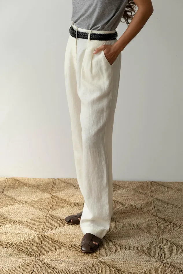 DONNI The Linen Pleated Trouser Women Bottoms