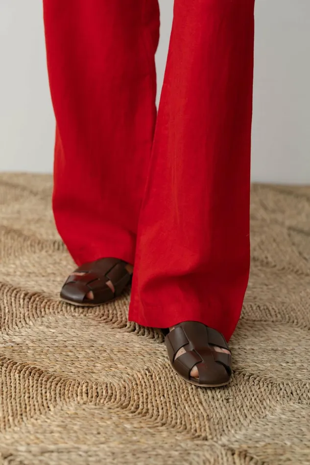 DONNI The Linen Simple Pant Women Bottoms