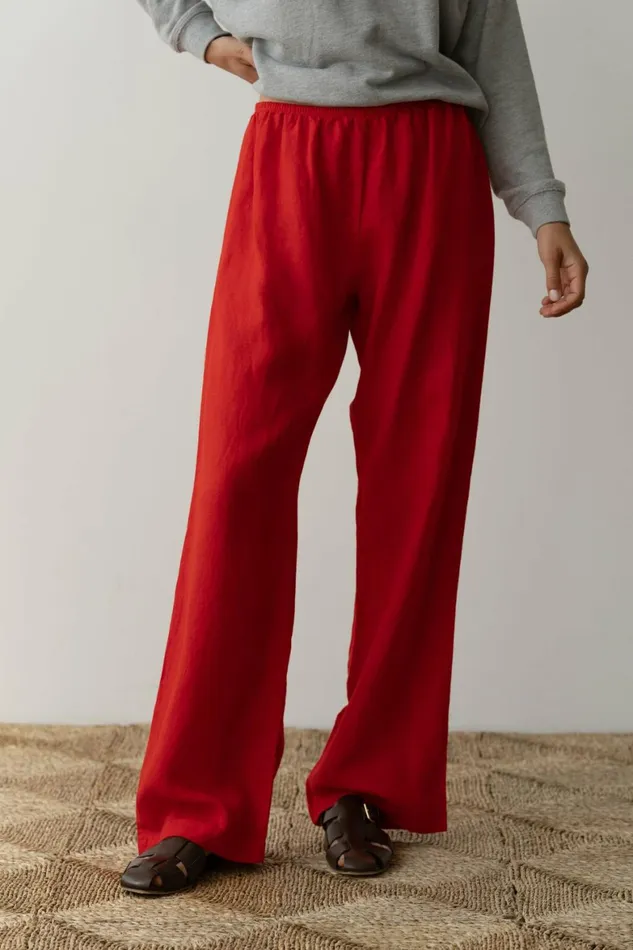 DONNI The Linen Simple Pant Women Bottoms
