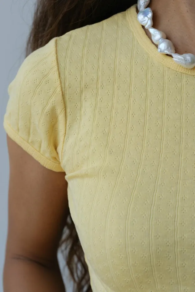 DONNI The Pointelle Baby Tee Women Tops