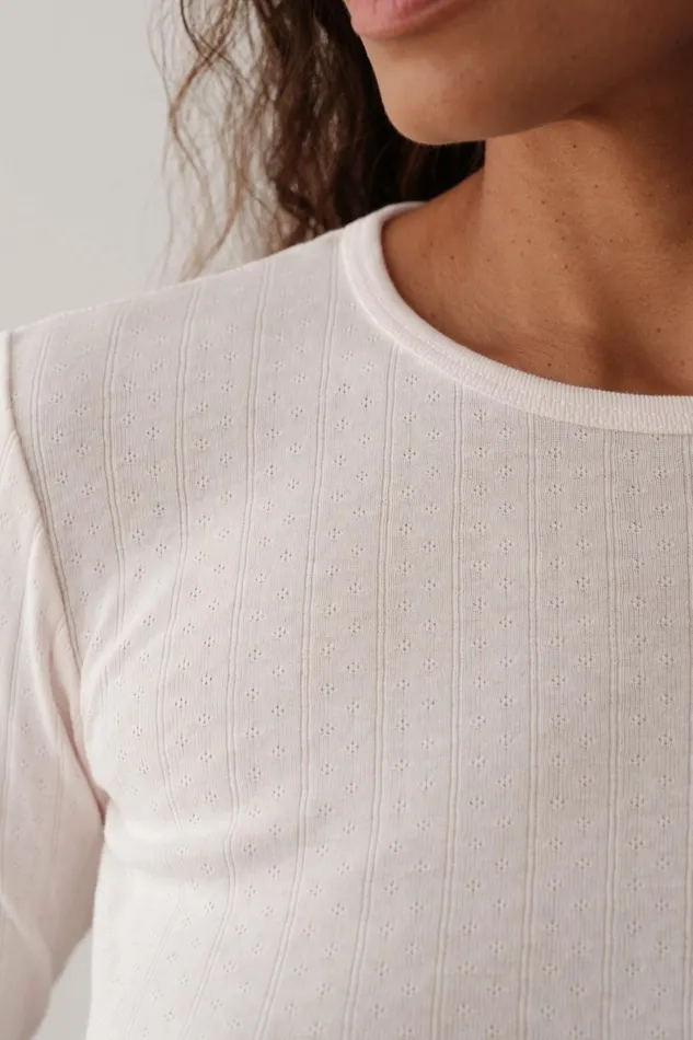 DONNI The Pointelle Long Sleeve Women Tops