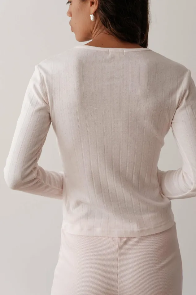 DONNI The Pointelle Long Sleeve Women Tops
