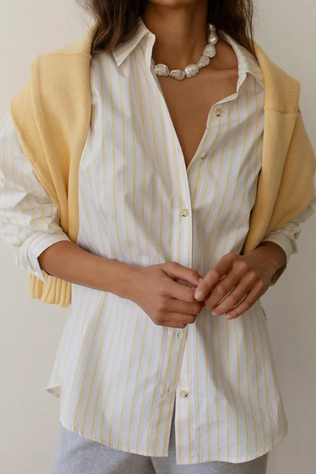 DONNI The Pop Button Down Women Tops