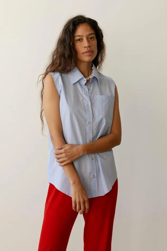 DONNI The Pop Sleeveless Shirt Women Tops