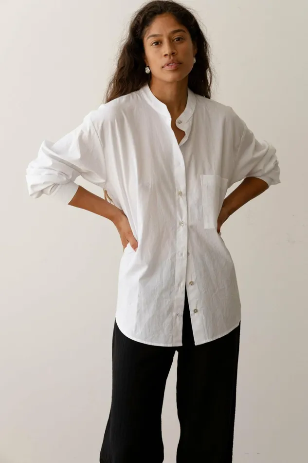 DONNI The Sandwash Mandarin Shirt Women Tops