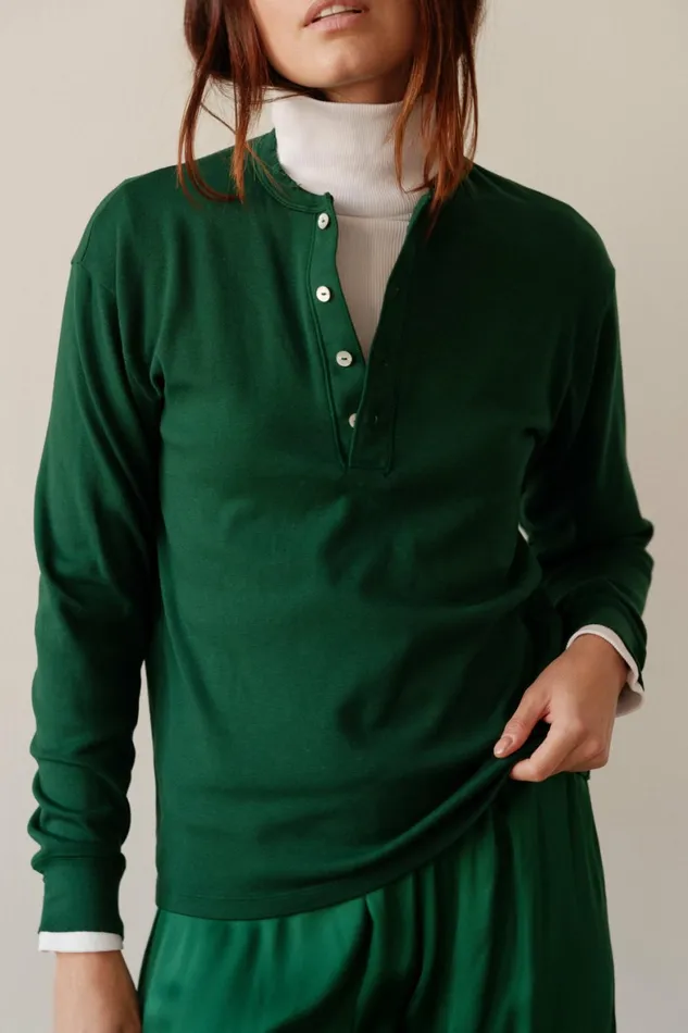 DONNI The Scallop Henley Vert Women Tops